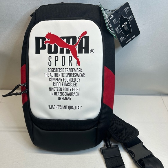 PUMA Forecast Multitude Sling Backpack Black/white Multi Shoulder Bag New - Picture 1 of 10